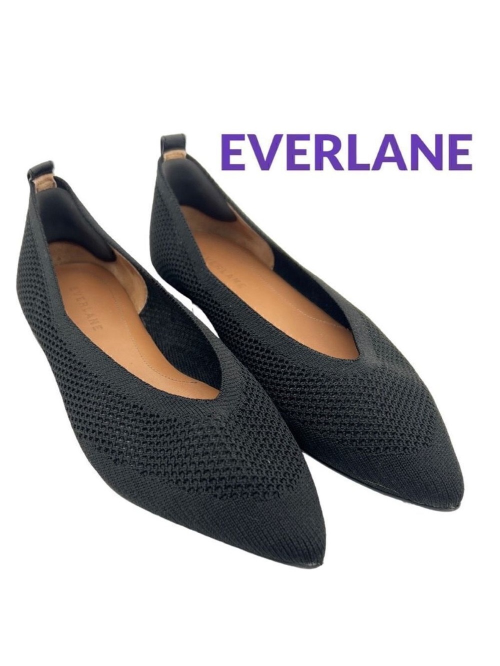EVERLANE The 40-Hour Flat in ReKnit Women's 6.5 Black Comfortable Pointed Toe